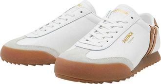 Patrick Mens Bergan Leather Trainers (White/Tan) - Size UK 12
