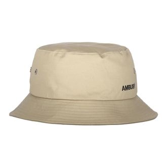 AMBUSH Hats, male, Beige, Size: M Cotton Bucket Hat with Logo