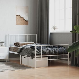 vidaXL Estructura Cama Sin Colch&oacute;n Con Estribo Metal Blanco 75x190 Cm Vidaxl