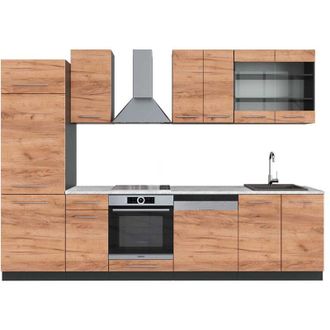 Vicco Mueble De Cocina Fame-line, Oro Power Roble/antracita, 300 Cm, Et M&aacute;rmol