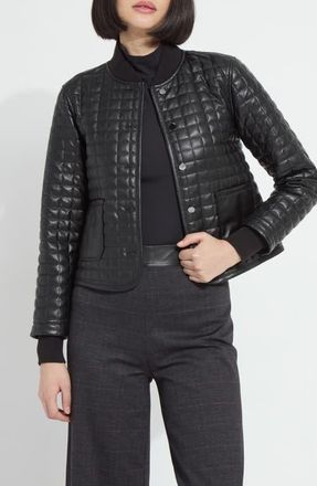 Lyss&eacute; Agnes Quilted Faux Leather Jacket in Black at Nordstrom, Size X-Large