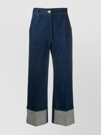 Patou denim high-rise straight-leg cropped jeans