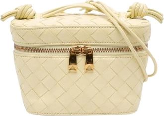 Bottega Veneta Pre-owned Woven Nappa Satchel - Dames - Vintage Schoudertas - Geel - ONE Size - Leer - Vintage