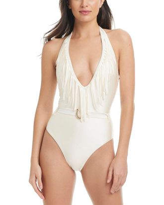 Red Carter Shine Solids Western Fringe One-Piece