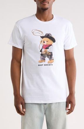 Riot Society Rodeo Teddy Graphic T-Shirt in White at Nordstrom Rack, Size Xx-Large