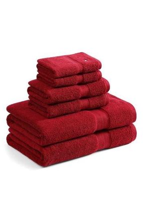 Tommy Hilfiger Modern American Terry 6-Piece Towel Set in Medium /Dark Red at Nordstrom Rack