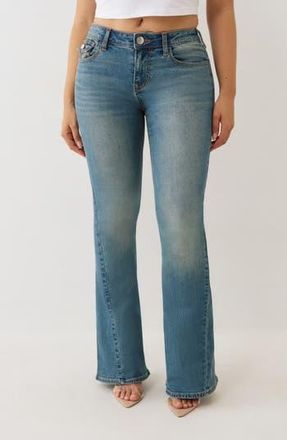 True Religion Joey Mid Rise Button Flap Flare Jeans in Light Autumn Walk Wash at Nordstrom Rack, Size 27