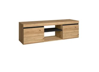 Skraut Home Mobile Tv Mod Naturale Rovere/nero, 2 Porte E 2 Comparti, Soggiorno, 140x40x41cm - Skraut Home