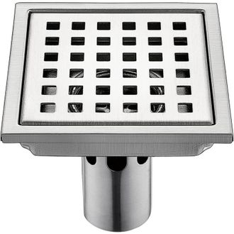 OEM Desag&uuml;e De Piso De Acero Inoxidable Para Ducha, Ba&ntilde;o, Gran Desplazamiento, Rejilla Cuadrada Desodorizante (color: Met&aacute;lico, Tama&ntilde;o: 15x15cm)-crezuo