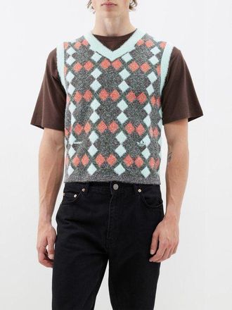 adidas Logo-embroidered Recycled-blend Sweater Vest - Mens - Green Multi - S