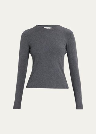 Frame Denim The Long-Sleeve Rib Crewneck Top