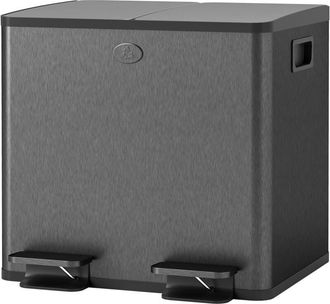 HOMCOM Cestino Rifiuti a 2 Sezioni da 15L in Acciaio e PP 41.7x36.6x43.2 cm Nero