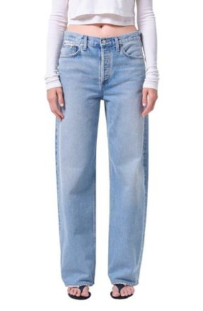 A Gold E Arc High Waist Loose Wide Leg Jeans in Orten Md Indigo at Nordstrom, Size 32