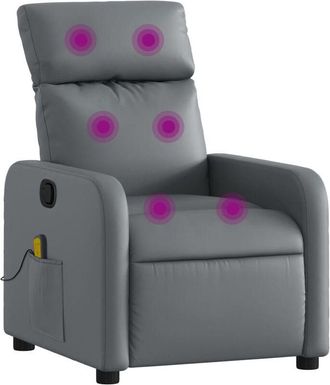 vidaXL Sillón de masaje reclinable cuero sintético gris Vidaxl