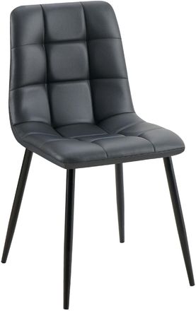 Clp Silla de comedor con patas de metal y asiento de Simil cuero Negro