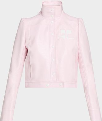 Courr&egrave;ges Textured Vinyl Crop Jacket