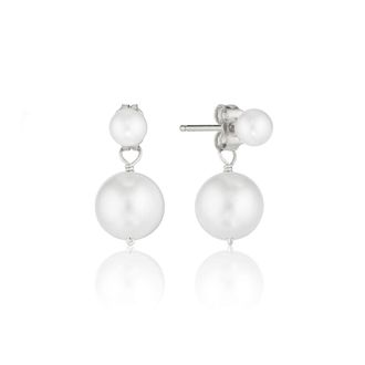 Lily & Roo Silver Medium Double-Sided Pearl Drop Stud Earrings