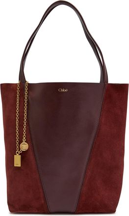 Chloé Spin Panelled Suede Tote bag - Dark Brown - One Size