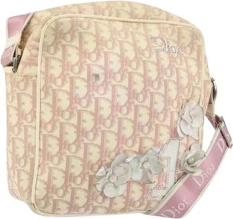 Dior Pre-owned Cross Body Bags, female, Pink, Size: ONE SIZE Pre-owned Vintage Trotter Canvas Shoulder Bag