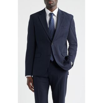 Nordstrom Henrik Trim Fit Solid Stretch Wool Suit Jacket in Navy Sky at Nordstrom, Size 36Regular