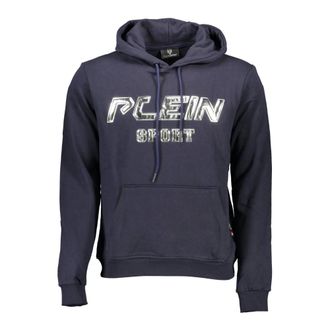 Plein Sport Hoodies, male, Blue, S, Blue Cotton Hooded Jumper with Contrasting Details