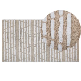 Beliani Beliani - Alfombra Beige Algod&oacute;n 120 X 180 Cm Tejida A Mano Boho Dormitorio Ahirli