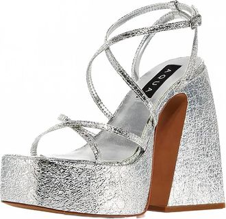 Aqua Womens Chanc Strappy Platform High Heel Sandals In Silver