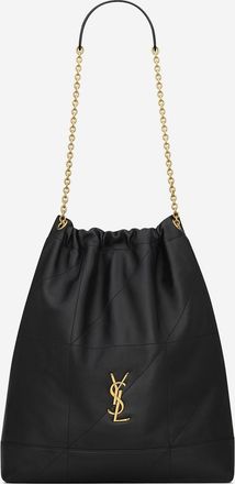 Saint Laurent Womens Pochon Bag Jamie Large Black Leather Lambskin Shoulder