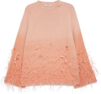Elie Saab Maglione con decorazione di piume - Rosa