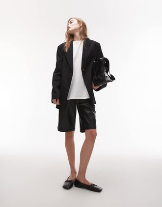 Topshop oversized throw on blazer in black