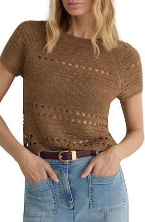 Reiss Chloe Linen Openwork Sweater in Taupe Neutral at Nordstrom, Size X-Small