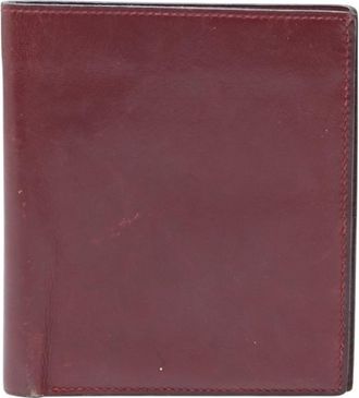 Hermès Bordeaux Red Color Wine Box Calf Leather Wallet (Bi-Fold) (Pre-Owned)