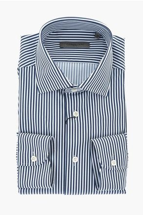 Corneliani Striped Stretch Fabric Shirt with French Collar size 40