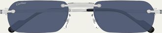 Cartier Mens Rimless Rectangle Sunglasses