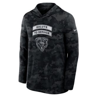 Nike Chicago Bears Salute to Service Sideline Nike Mens Dri-FIT NFL Long-Sleeve Hooded Top in Black | 03B90ILOA26-YUN
