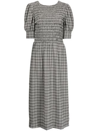 Ganni check-pattern maxi dress - women - Recycled Polyester/Nylon - 38 - Black