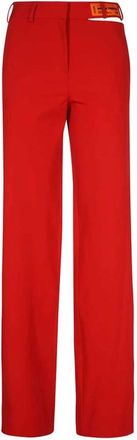 Heron Preston Straight-leg broek met uitsparingen - Dames - Straight fit broeken - Rood - 2XS - Polyester - Broeken