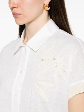 PANICALE Womens Sequin-Embellished Floral-Embroidered Shirt Ss26 W