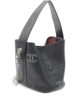 Chanel 2019 logo-pattern shoulder bag - Blue