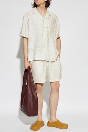 Maison Kitsun&eacute; Printed Shorts, Mens, Cream
