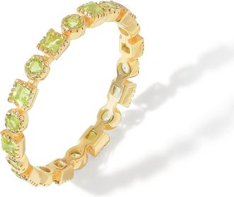 Tiramisu 14K Gold Plated Over 925 Sterling Silver Peridot Gemstone Echo Ring
