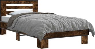 vidaXL Estructura De Cama Con Cabecero Roble Ahumado 80 X 200 Cm Vidaxl
