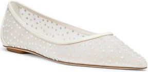 Stuart Weitzman Emilia Mesh Flat in White/Frosted White/ at Nordstrom Rack, Size 6.5