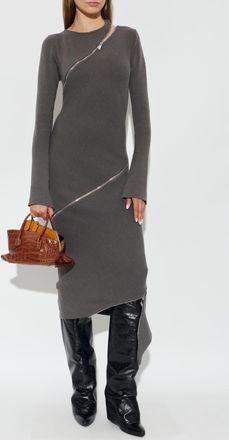 The Attico Dress With Decorative Zippers, Womens, Grey