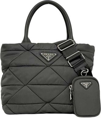 Prada Gray Nylon Tote Bag (Pre-Owned)