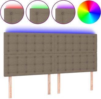 No Brand Vidaxl Testiera Per Letto - Testiera A Led Tortora 160x5x118/128 Cm In Tessuto