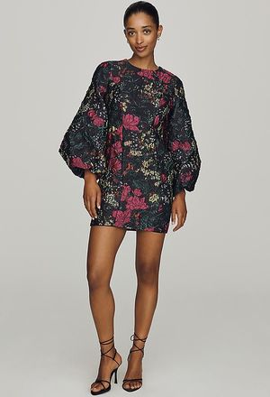 Mac Duggal Brocade Balloon Sleeve Mini Dress