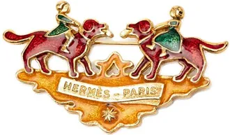 Herm&egrave;s Pre-owned Hermes Gold Plated Enamel Children And Dogs Brooch Ladies NTAWK2XWNM9K8WZO