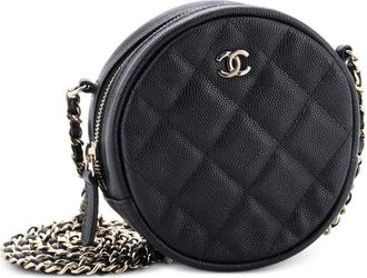 Chanel Round Clutch with Chain Quilted Caviar Mini crossbody bag - Zwart