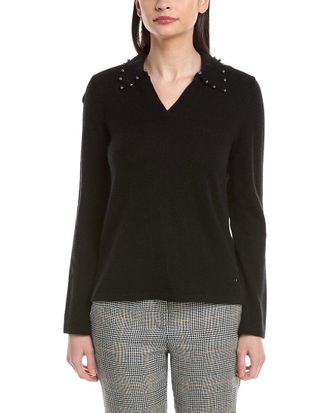 Joseph Ribkoff 100% Cashmere Embellished Collar Top